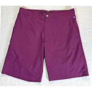 J.Lindeberg Somle Regular Fit Light Poly Golf 11" Shorts Plum Purple Mens 32